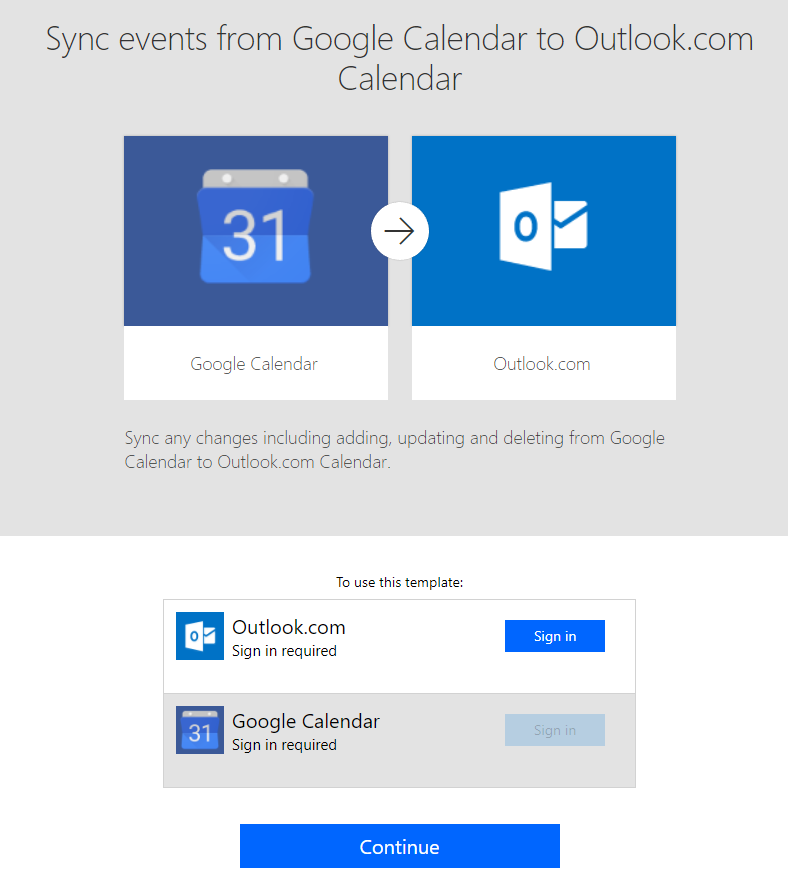 Google to Outlook template