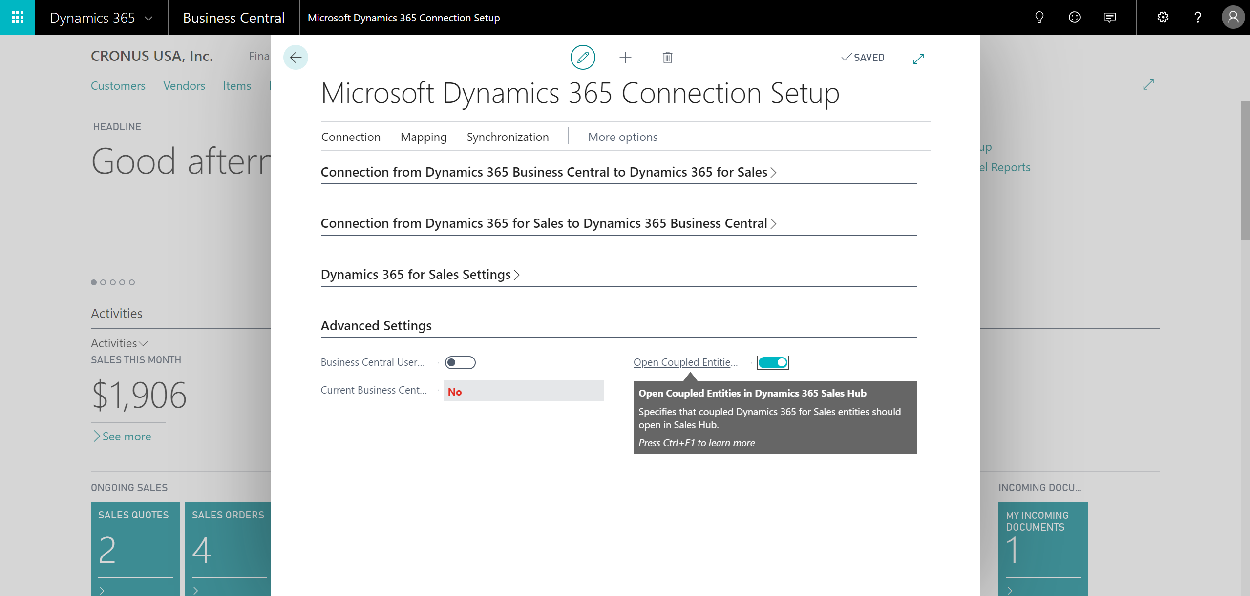 Open Coupled Entities in Dynamics 365 Sales Hub