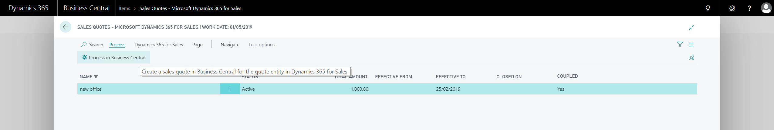 Process activated quotes from Dynamics 365 for Sales