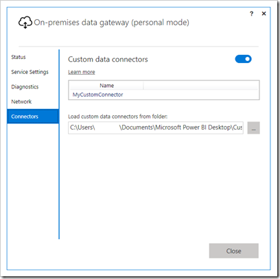 Custom connectors support in the on-premises data gateway