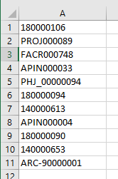 List of voucher numbers in Excel