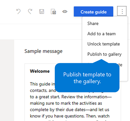 Publish onboarding template to a gallery