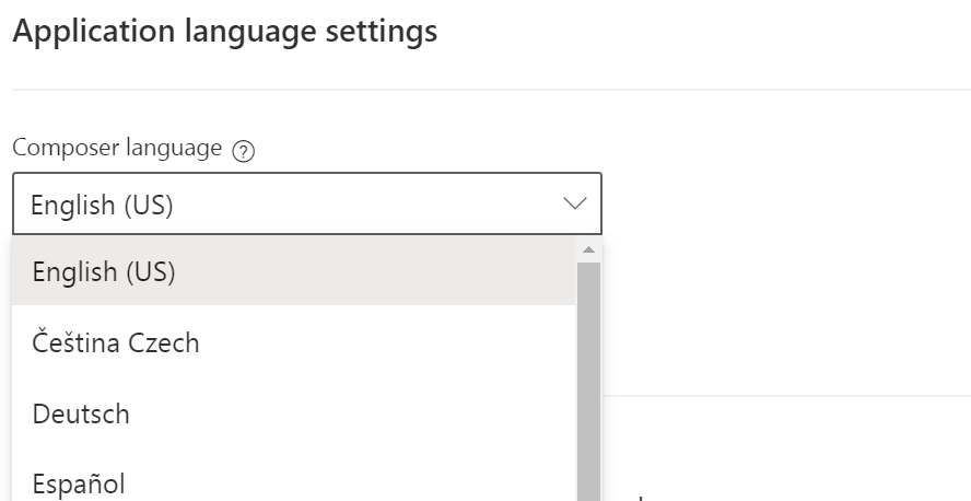 Select the language for Composer UI.