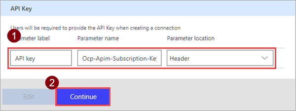 API key parameters