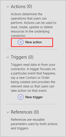 Definition tab - actions and triggers