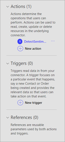 Definition page - actions and triggers