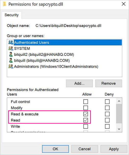 Grant Read & execute permissions for Authenticated Users