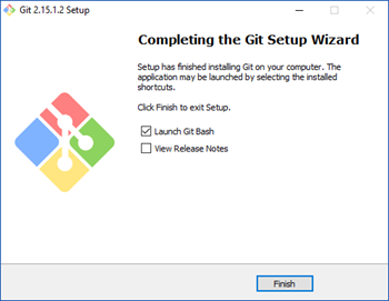 Git setup page for completing setup.