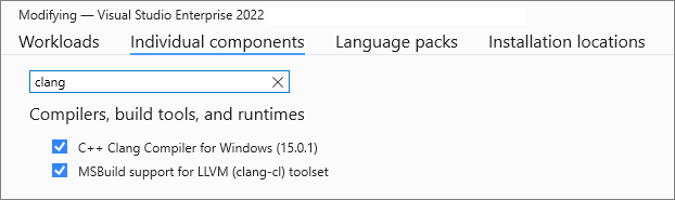 Screenshot of the Visual Studio 2022 installer.