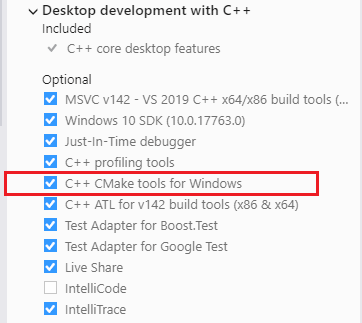 Screenshot of the Visual Studio installer.