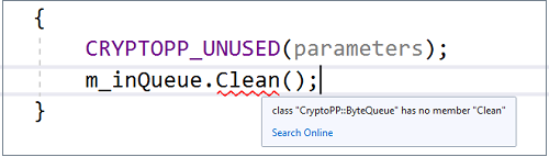 Screenshot of the Quick Info tooltip showing the error associated with a code squiggle.