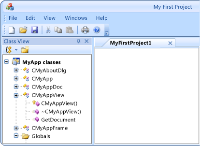 MyApp as rendered by CMFCVisualManagerOffice2007.