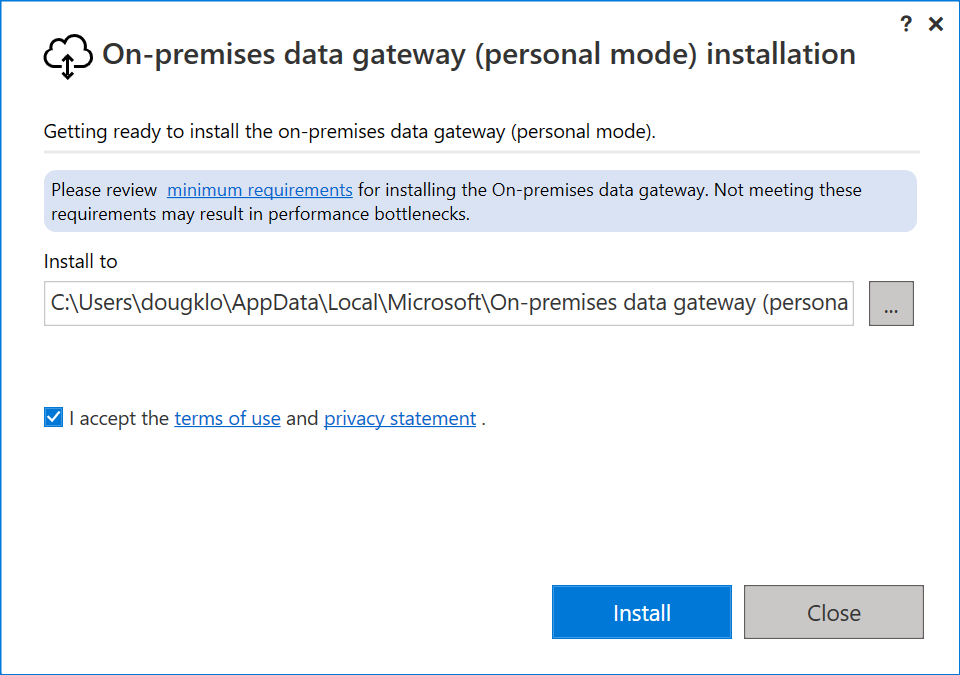 Installing personal mode to the installation path.