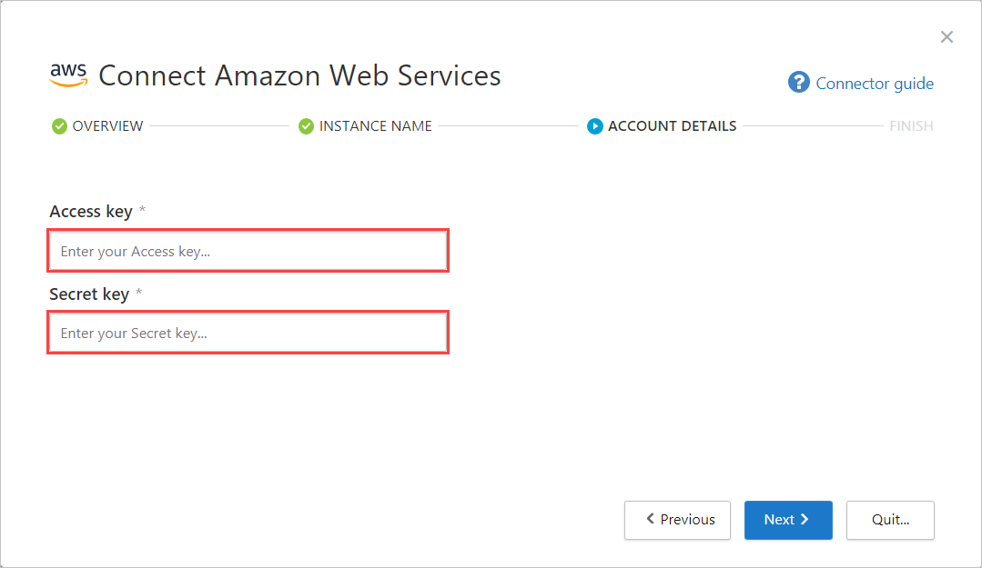 Connect AWS account details.