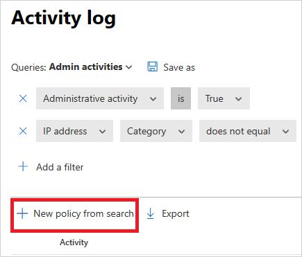 New policy from search button.