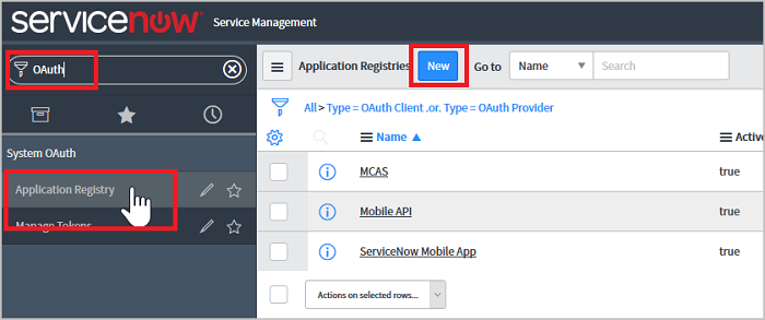 ServiceNow new OAuth profile.
