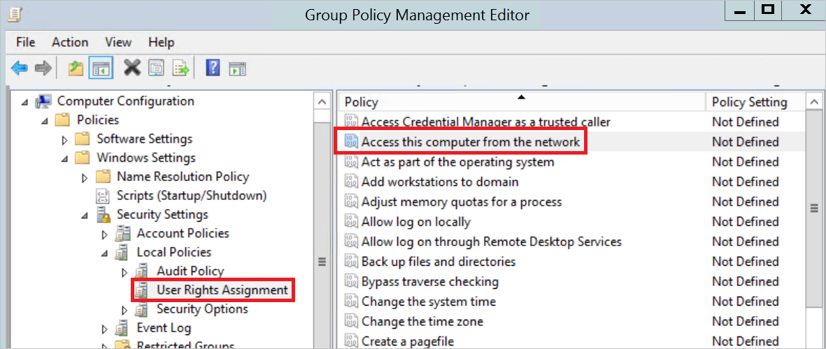 Screenshot of the Group Policy Management Editor.