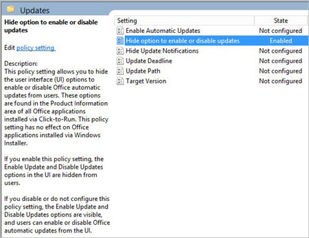 Group Policy settings updates.