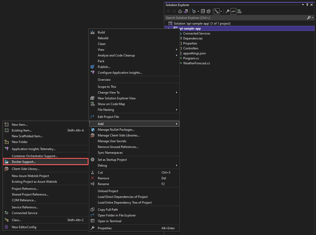 Visual Studio Add Docker Support