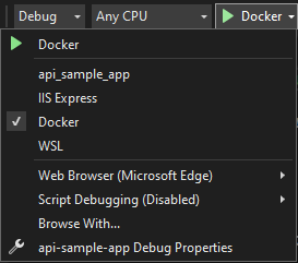 Visual Studio Docker Run Options