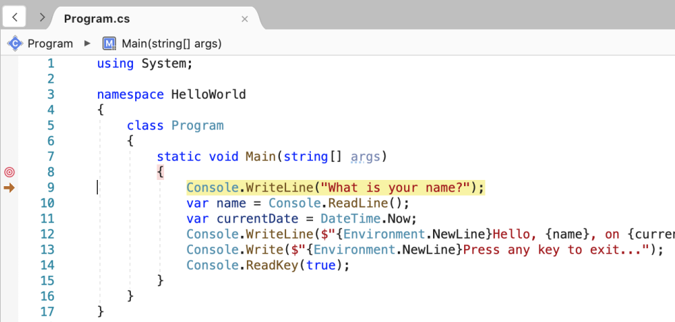 find the consol on visual studio for mac