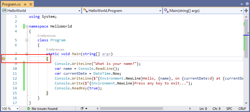 Visual Studio step into method - C#