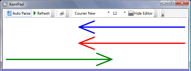 Graphic that illustrates arrows drawn using the Path element.