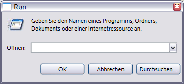 Screenshot showing a German Run dialog box.