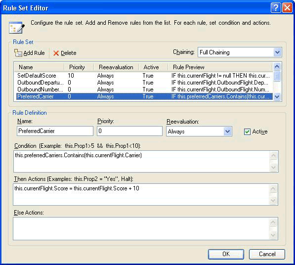 Screenshot showing the RuleSet Editor.