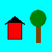The tile image that shows a red house and a tree.