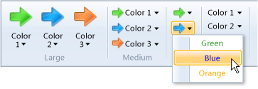 Ribbon menu button control with drop-down open