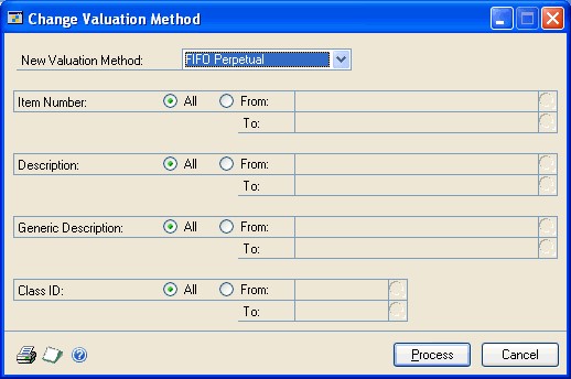 Screenshot of the Change Valuation Method window.
