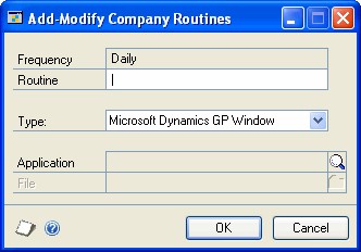 Screenshot of the Add-Modify Company Routines.