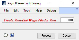 Payroll year-End Closing window