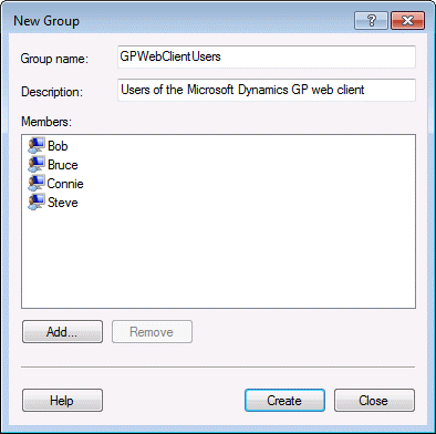 shows the windows dialog for creating a new security group.