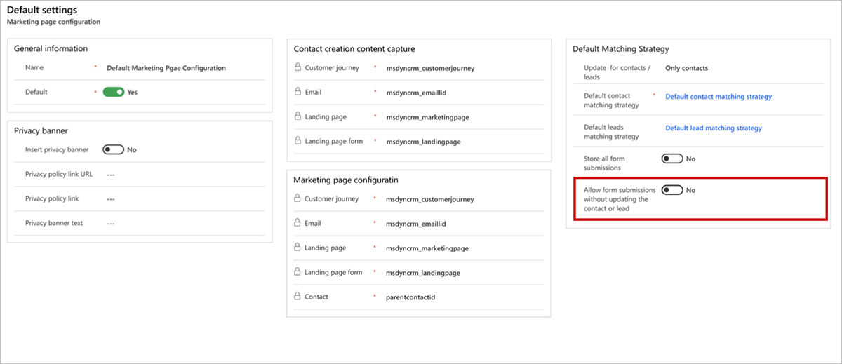 Allow form submissions without updating contacts or leads