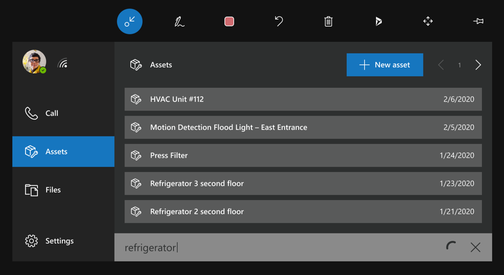 Dynamics 365 Remote Assist on HoloLens experience for creating asset record