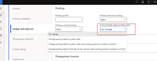 Automatically adjust posting date parameter.