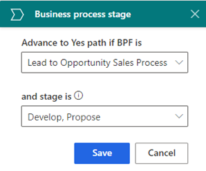Add the values to the business process stage condition step