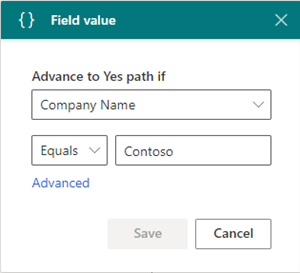 Add values to the field value condition step
