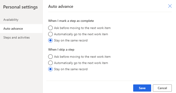 Select Auto advance settings.