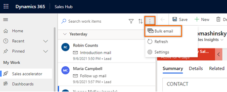Select Bulk email from More options.