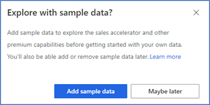 Select Add sample data from the Manage access and record type page