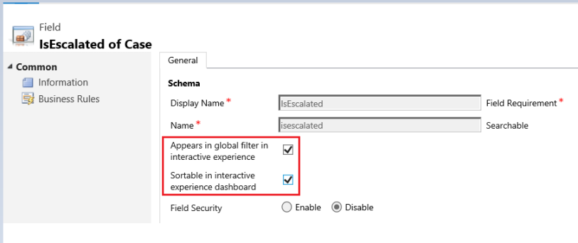 Enable a field for global filter and sort.