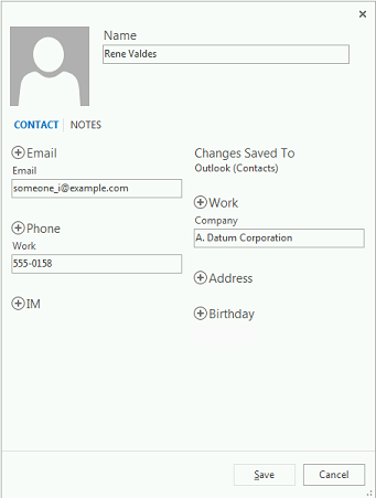 Rene contact with no Job Title in Dynamics 365 apps.