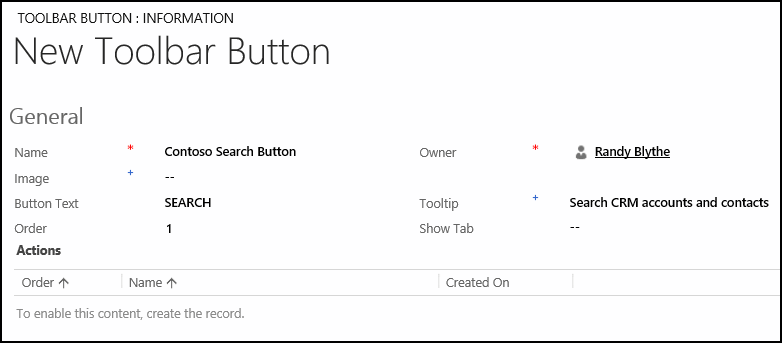 Create the Search toolbar button.
