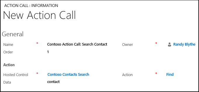 Create a new action call for Search Contact Search toolbar button.