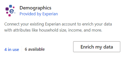 Experian tile in the enrichment overview page. 