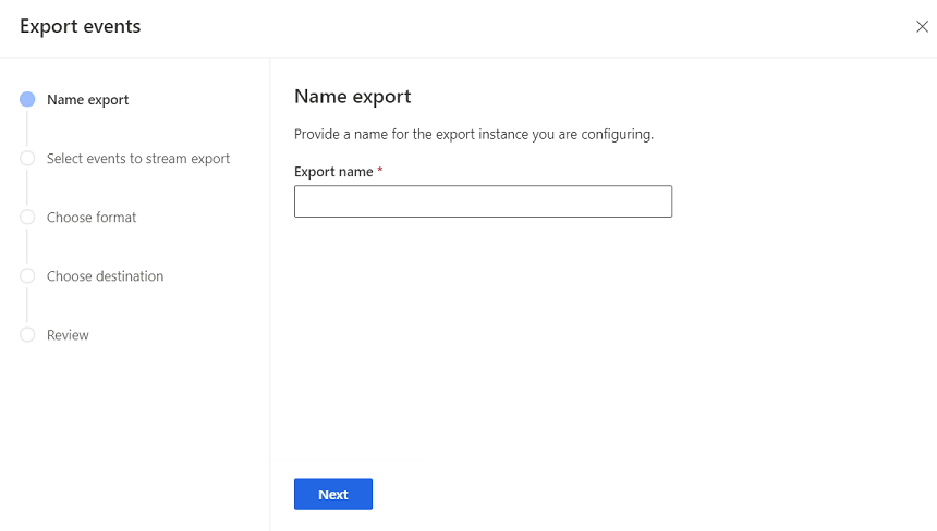 Create a new export.