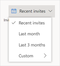 Screenshot of the Recent invites filter.